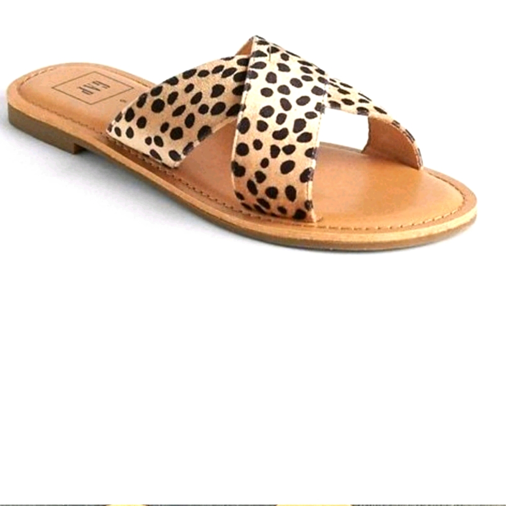 Gap Velvet Cheetah Cross Over Slide Sandals